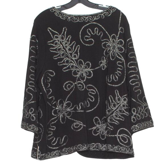 NWT Top Embroidered Boho Cottage Whimsigoth Retro Fairy Grunge Floral Black 2X - Picture 2 of 5